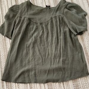 Nanette Lepore Green Boxy Short Sleeve Blouse